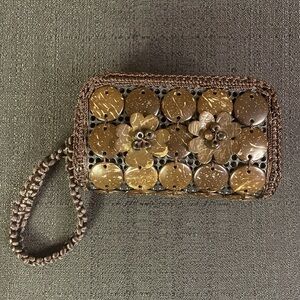 Coconut Shell Brown Wristlet Wallet Pouch Coin-Purse Eco-Friendly Hand Crafted